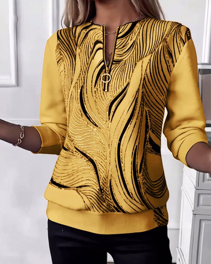 Amélie® | Sweat-shirt zippé décontracté imprimé