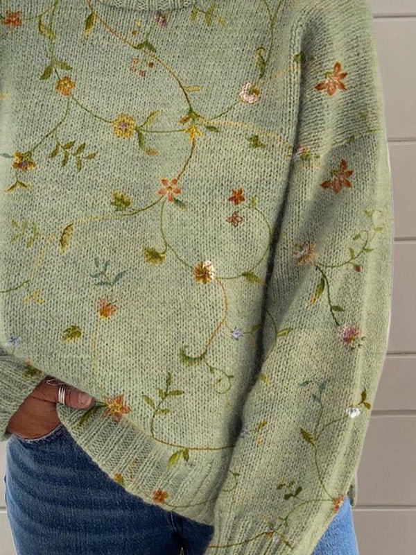 Irene | Pull à motif floral à manches longues