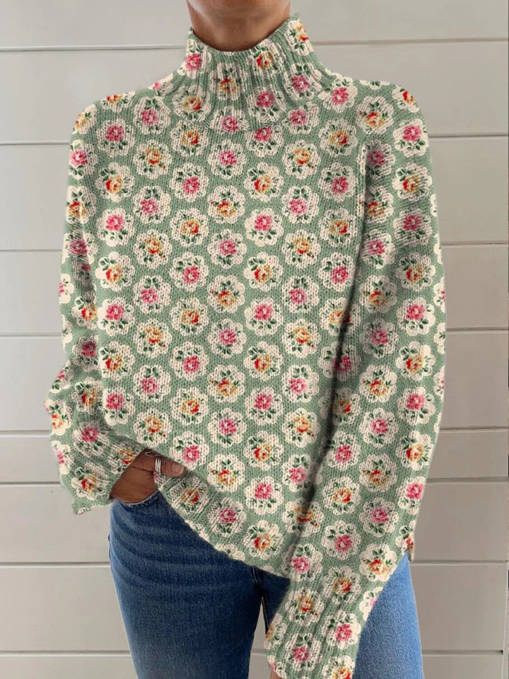 Valerie | Pull col roulé à imprimé floral