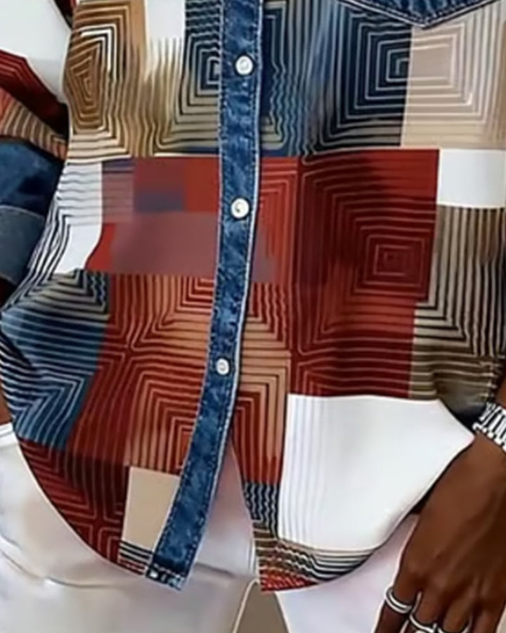 Amélie® | T-shirt à Blocs de Couleurs avec Col Élégant