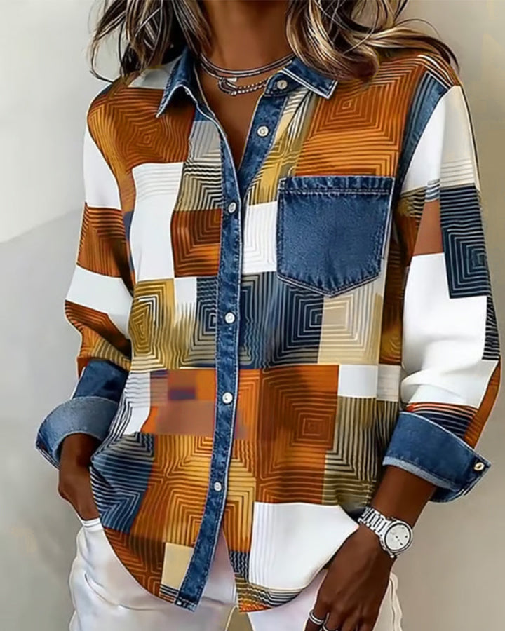 Amélie® | T-shirt à Blocs de Couleurs avec Col Élégant