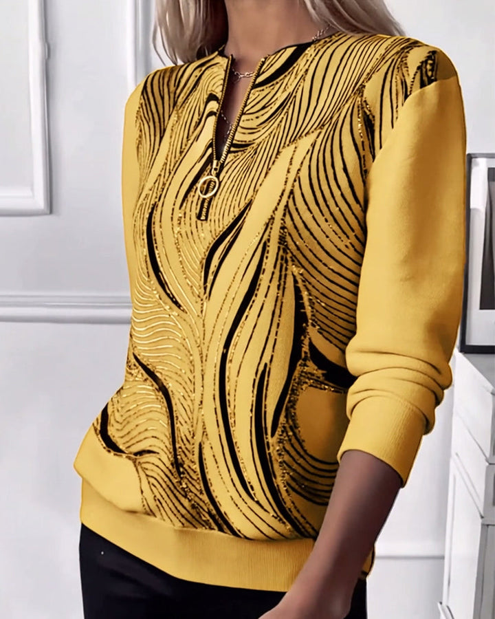 Amélie® | Sweat-shirt zippé décontracté imprimé