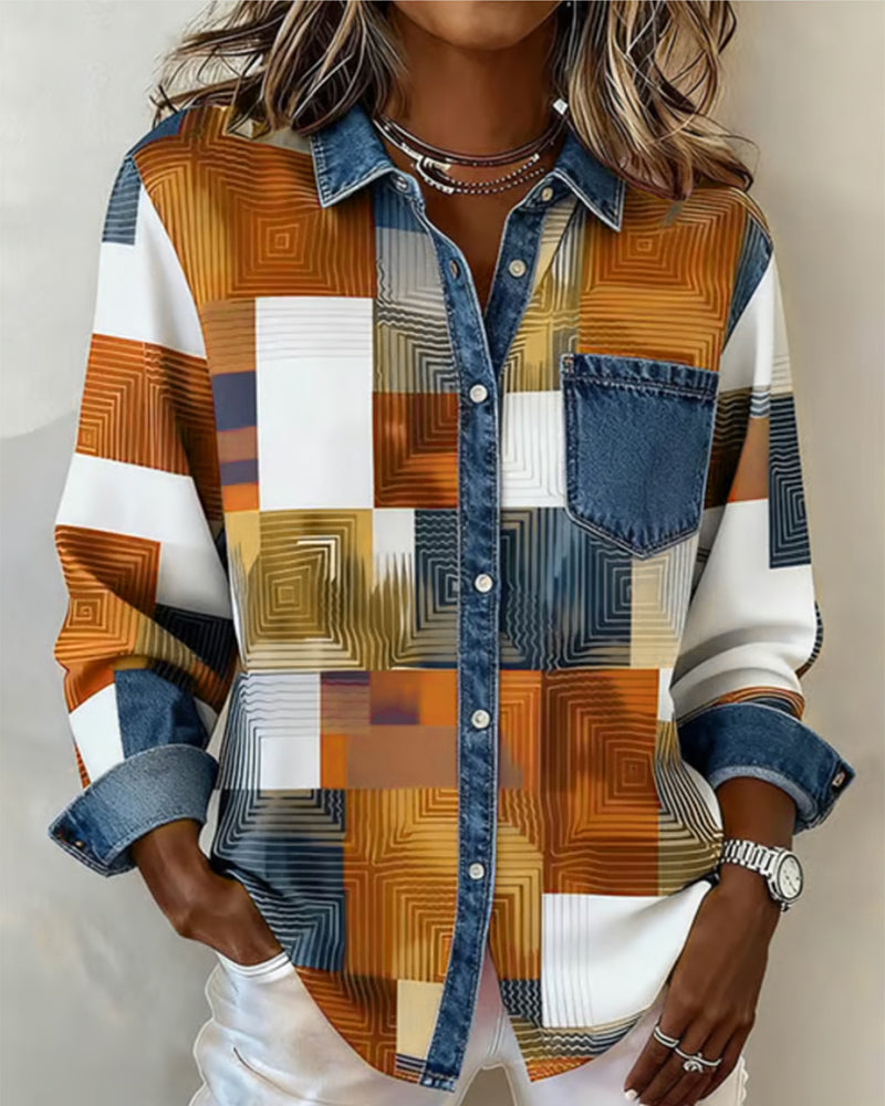 Amélie® | T-shirt à Blocs de Couleurs avec Col Élégant