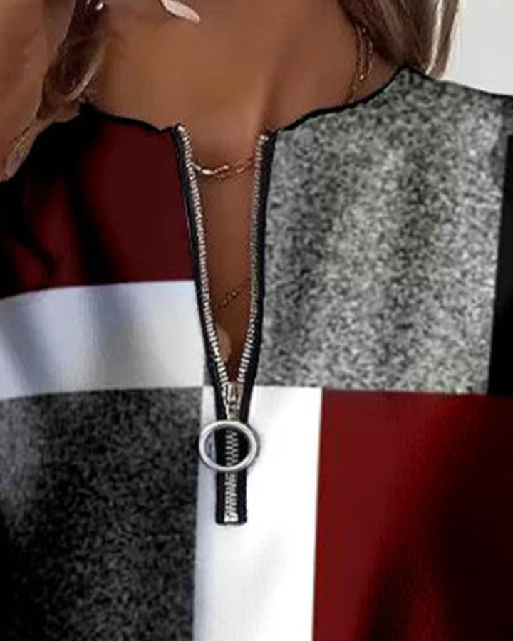 Amélie® | Sweatshirt Décontracté avec Demi-Zip et Imprimé