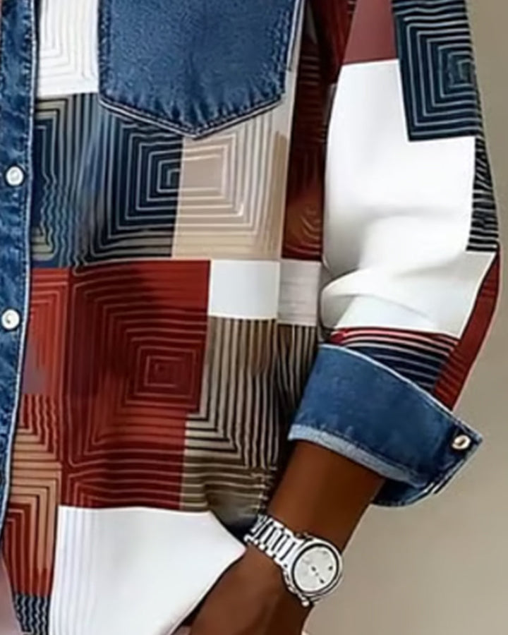 Amélie® | T-shirt à Blocs de Couleurs avec Col Élégant